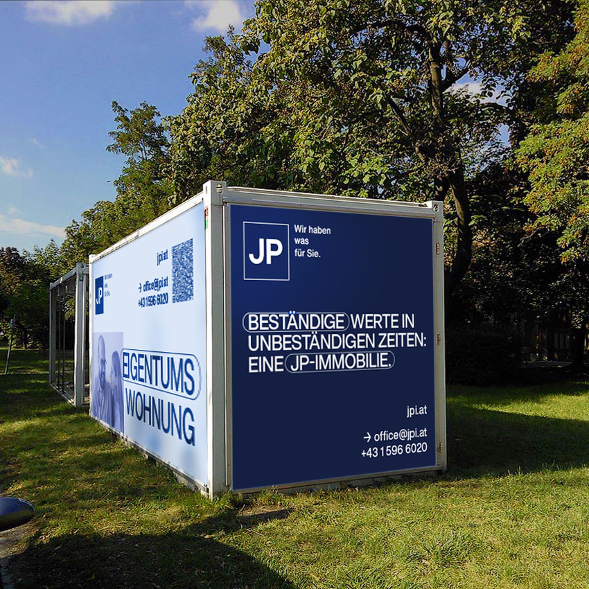 Werbecontainer für JP Immobilien beim Arsenal